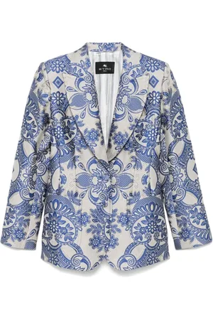 Etro Jassen, Dames, Veelkleurig, L, Buttoned Jacket met Schoudervullingen