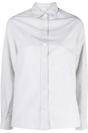 ELEVENTY Blouses & Shirts, Dames, Wit, XS, Katoen, Elegante Groene Shirt met Lange Mouwen