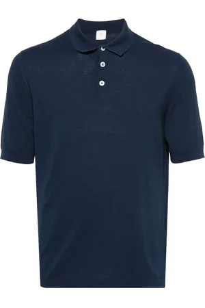 ELEVENTY Tops, Heren, Blauw, M, Katoen, Katoenen polo shirt