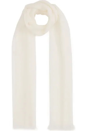 Fabiana Filippi Accessoires, Dames, Wit, ONE Size, Rechthoekige sjaal met gerafelde rand