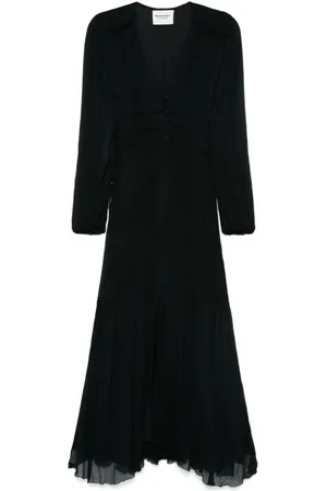 Isabel Marant Kleedjes, Dames, Zwart, XS, Zwarte Amara Jurk met Voorknoop