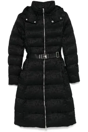 Elisabetta Franchi Mantels, Dames, Zwart, M, Leer, Gewatteerde Sportjas met Rits