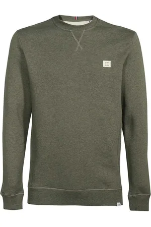 Les Deux Sweatshirts & Hoodies, Heren, Groen, S, Katoen, Katoenen Sweater met Ronde Hals