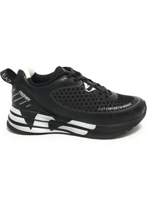 EA7 Schoenen, Heren, Zwart, 38 1/2 EU, Leer, Unisex Zwart/Witte Sneaker