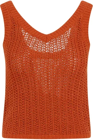 Max Mara Tops, Dames, Oranje, L, Katoen, Arrigo Crochet Top