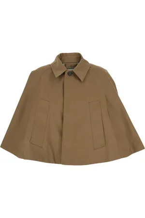 Burberry Jassen, Dames, Bruin, M, Katoen, Bruine Crop Jas met Korte Mouwen
