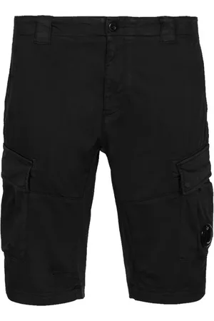 C.P. Company Korte broeken, Heren, Zwart, L, Satijn, Stretch Satijnen Cargo Shorts
