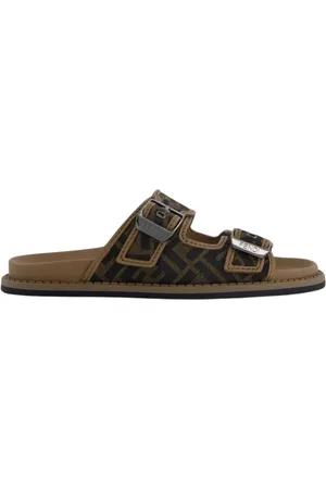 Fendi Schoenen, Heren, Bruin, 41 EU, Jacquard FF Motif Sandalen