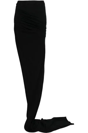 Rick Owens Rokken, Dames, Zwart, S, Katoen, Zwarte rok met elastische tailleband en ruches