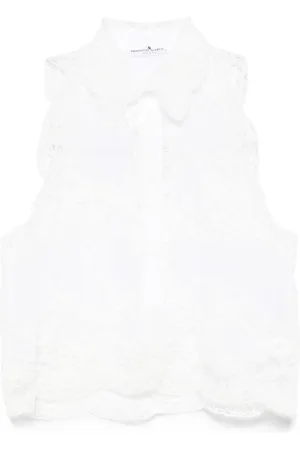 ERMANNO SCERVINO Blouses & Shirts, Dames, Wit, S, Katoen, Mouwloze katoenen blouse met kanten details
