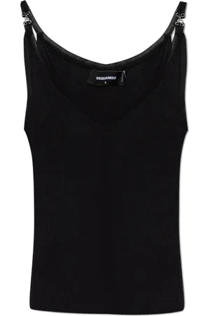 Dsquared2 Tops, Dames, Zwart, XS, Ribgebreide Top