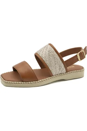 Hogan Schoenen, Dames, Bruin, 38 EU, Leer, Platte leren sandalen