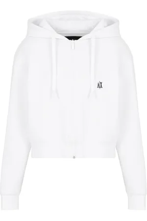 Armani Exchange Sweatshirts & Hoodies, Dames, Wit, XS, Witte Zip Hoodie voor Vrouwen