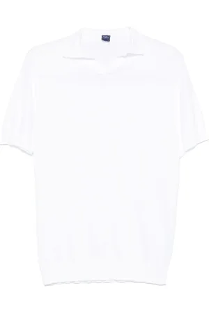 FEDELI Tops, Heren, Wit, 3Xl, Katoen, Trui met korte mouwen en ribdetails