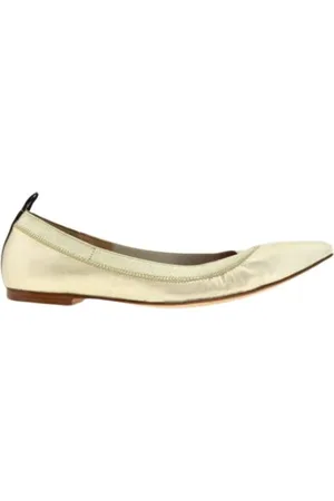Carolina Herrera Schoenen, Dames, Geel, 37 EU, Leer, Leren Ballerina`s