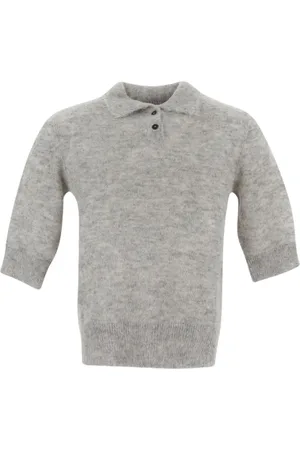 LARDINI Truien, Dames, Grijs, M, Nylon, Alpaca Knit Polo Sweater