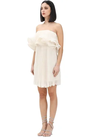 SIMONA CORSELLINI Kleedjes, Dames, , 2Xs, Korte geplooide witte jurk elegante stijl