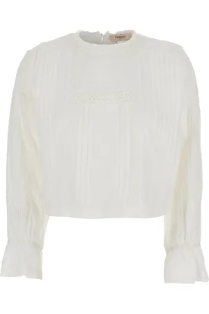 Twin-Set Blouses & Shirts, Dames, Wit, S, Katoen, Witte Sweater Set Maglia