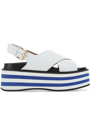 Marni Schoenen, Dames, Wit, 38 EU, Leer, Platte sandalen