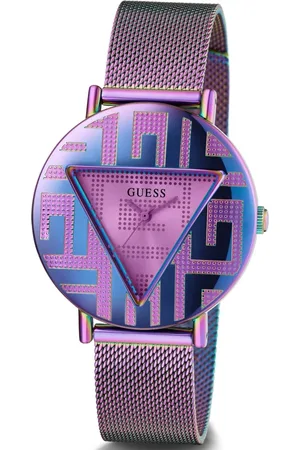 Guess Accessoires, Dames, Paars, ONE Size, Iconische Paarse, Blauwe 36 mm Horloge