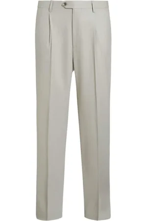 Etro Broeken, Heren, Grijs, L, Wol, Cropped Geplooide Broek