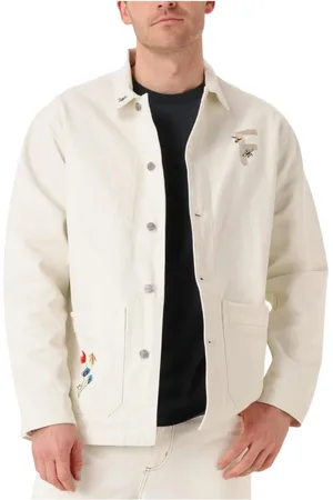 Foret Jassen, Heren, , M, Borduurcanvas Overshirt in Ecru