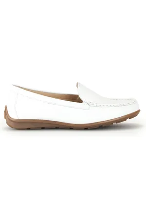 Gabor Schoenen, Dames, Wit, 40 1/2 EU, Leer, Witte Gekorreld Leren Loafers