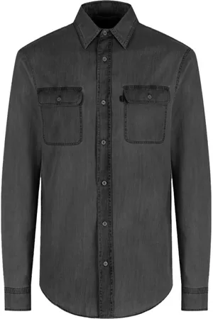 Paul & Shark Overhemden, Heren, Zwart, 2Xl, Denim, Denim Herenoverhemd Casual Chic Look
