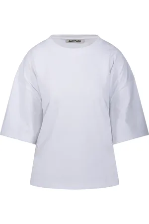 DARKPARK Tops, Dames, Wit, S, Katoen, Witte Gedrapeerde T-shirt