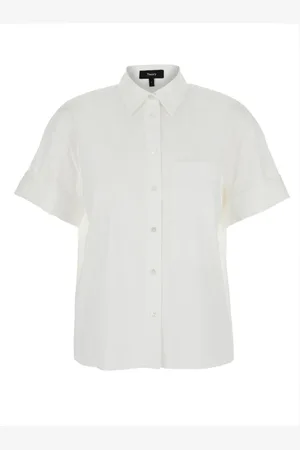 THEORY Blouses & Shirts, Dames, Wit, M, Katoen, Klassieke Witte Katoenen Blouse Vrouw