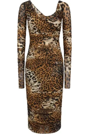 Roberto Cavalli Kleedjes, Dames, Bruin, M, Jaguar Skin Print Jurk Bruin