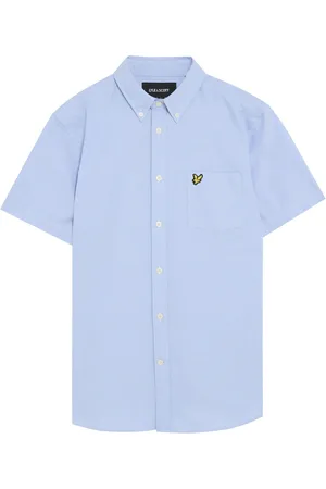Lyle & Scott Overhemden, Heren, Blauw, XS, LS Geweven Overhemden Korte Mouw Oxford Overhemd