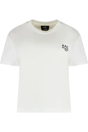 A.P.C. Tops, Dames, Wit, L, Katoen, Cotton T-shirt met ronde hals