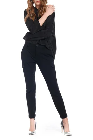 Masons Broeken, Dames, Zwart, 2Xs, Curvy Fit cargobroek