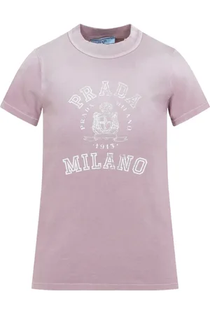 Prada Tops, Dames, Roze, XS, Katoen, Roze & Paars T-Shirt Dameskleding