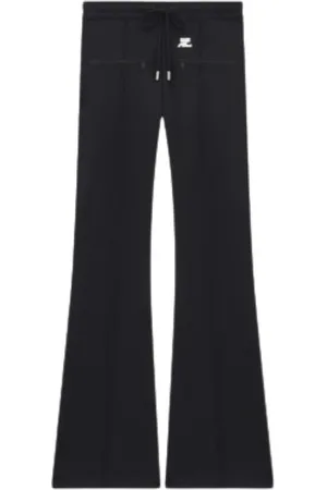 Courrèges Broeken, Dames, Blauw, M, Polyester, Wijde Pijpen Broek