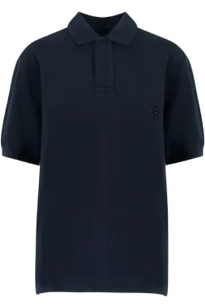 Isabel Marant Tops, Heren, Blauw, L, Geborduurd Poloshirt met Voorknoppen
