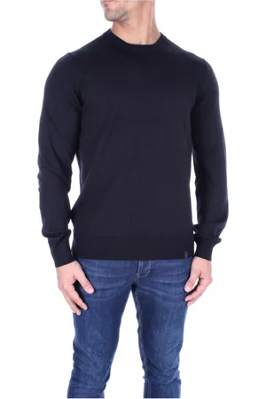 FAY Sweatshirts & Hoodies, Heren, Zwart, XL, Wol, Zwarte Logo Sweater