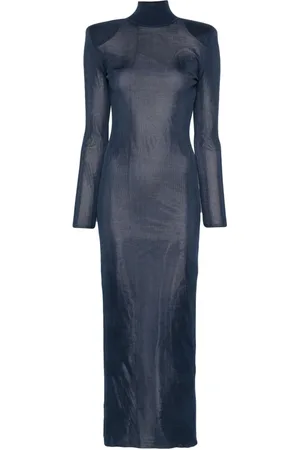 Self-Portrait Kleedjes, Dames, Blauw, S, Elastische Viscose Maxi Jurk