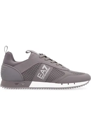 EA7 Schoenen, Heren, Grijs, 39 1/2 EU, Polyester, Vegan Leren Low-Top Sneakers