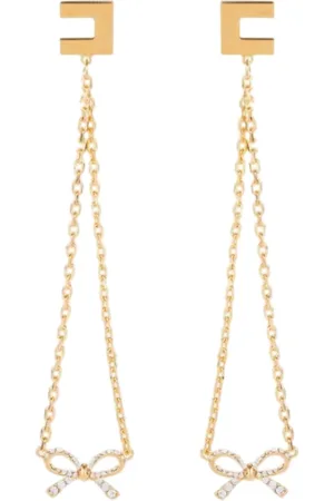Elisabetta Franchi Accessoires, Dames, Geel, ONE Size, Oorbellen in de vorm van een strik met strass-steentjes