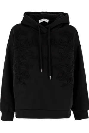 ERMANNO SCERVINO Sweatshirts & Hoodies, Dames, Zwart, S, Hooded Lace Sweatshirt