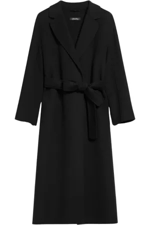 Max Mara Mantels, Dames, Zwart, S, Wol, Wollen Jas met Kimono Mouwen