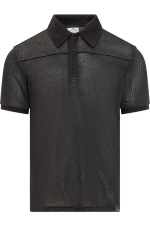 Courrèges Tops, Heren, Zwart, M, Katoen, AC Mesh Polo Shirt met Korte Mouwen