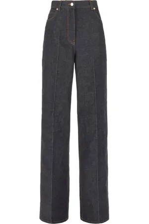 Salvatore Ferragamo Jeans, Dames, Blauw, S, Katoen, Straight Jeans