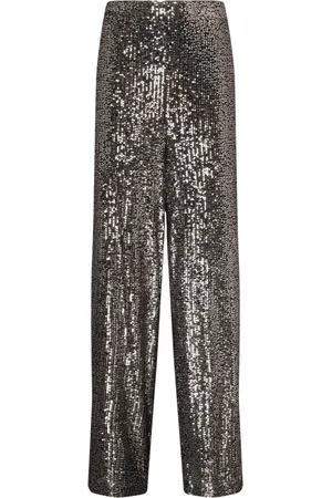Twin-Set Broeken, Dames, Grijs, 2Xs, Polyester, Pailletbroek Zachte Pasvorm Zijrits