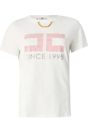 Elisabetta Franchi Tops, Dames, Wit, XL, Katoen, T-Shirt