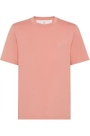 Brunello Cucinelli Tops, Heren, Roze, S, Katoen, Trui met ronde hals
