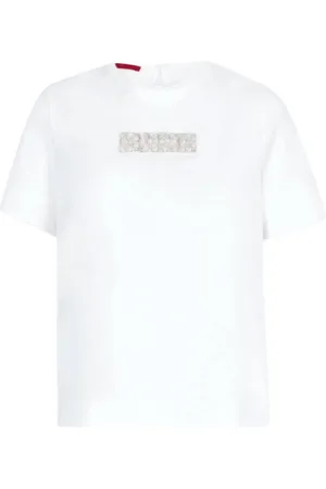 Carolina Herrera Tops, Dames, Wit, M, Katoen, Cropped T-shirt