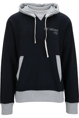FAY Sweatshirts & Hoodies, Heren, Zwart, L, Katoen, Hooded katoenen sweatshirt met trekkoord